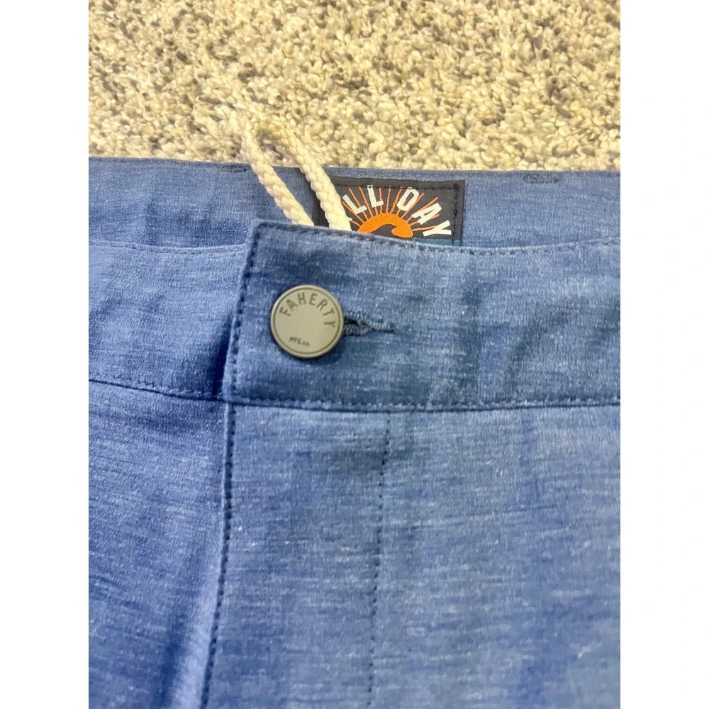 Faherty All Day Shorts Mens 33 Blue Stretch Hybrid Casual Shorts 9
